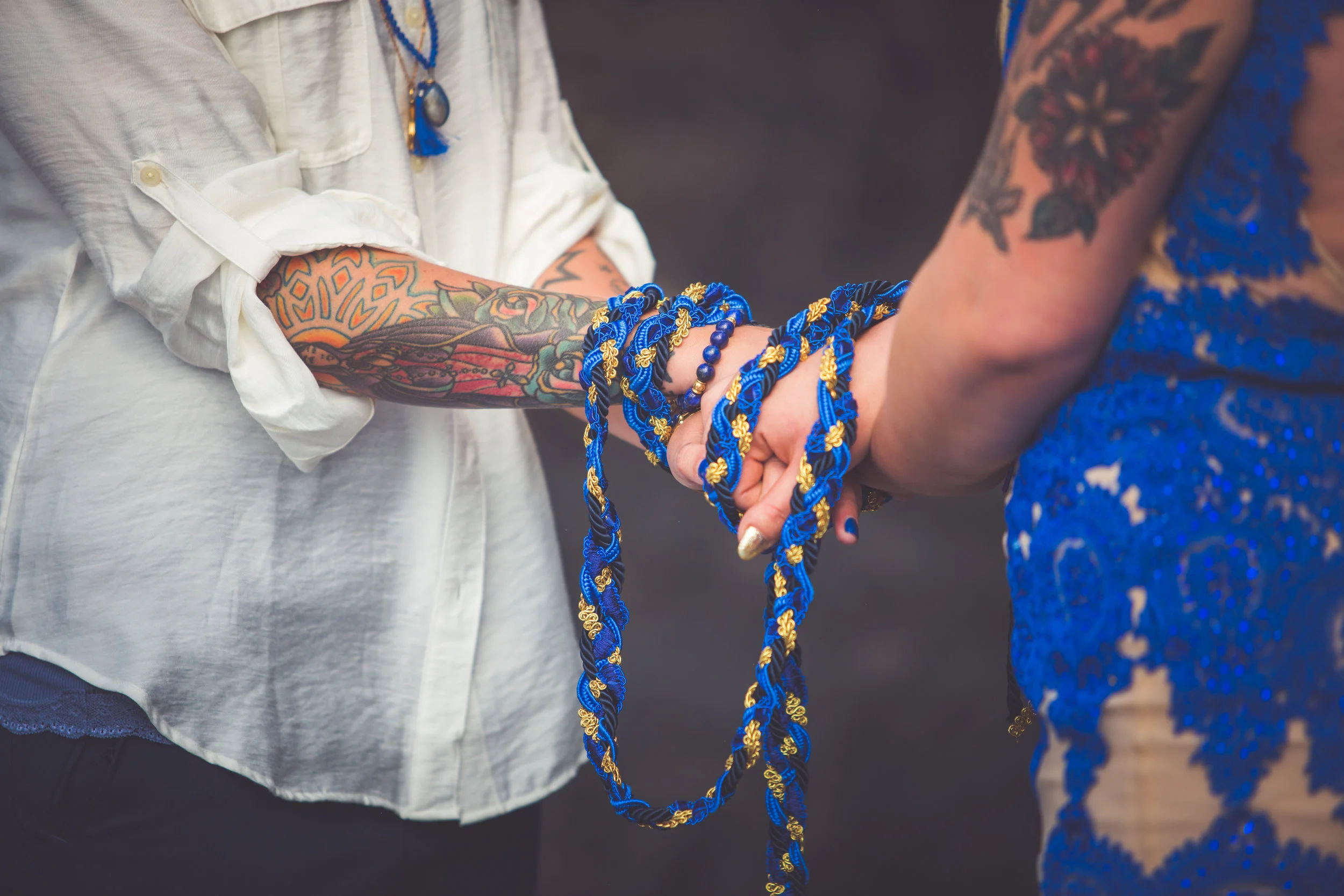 Traditional Handfasting at Wiccan Wedding in Tofino BC