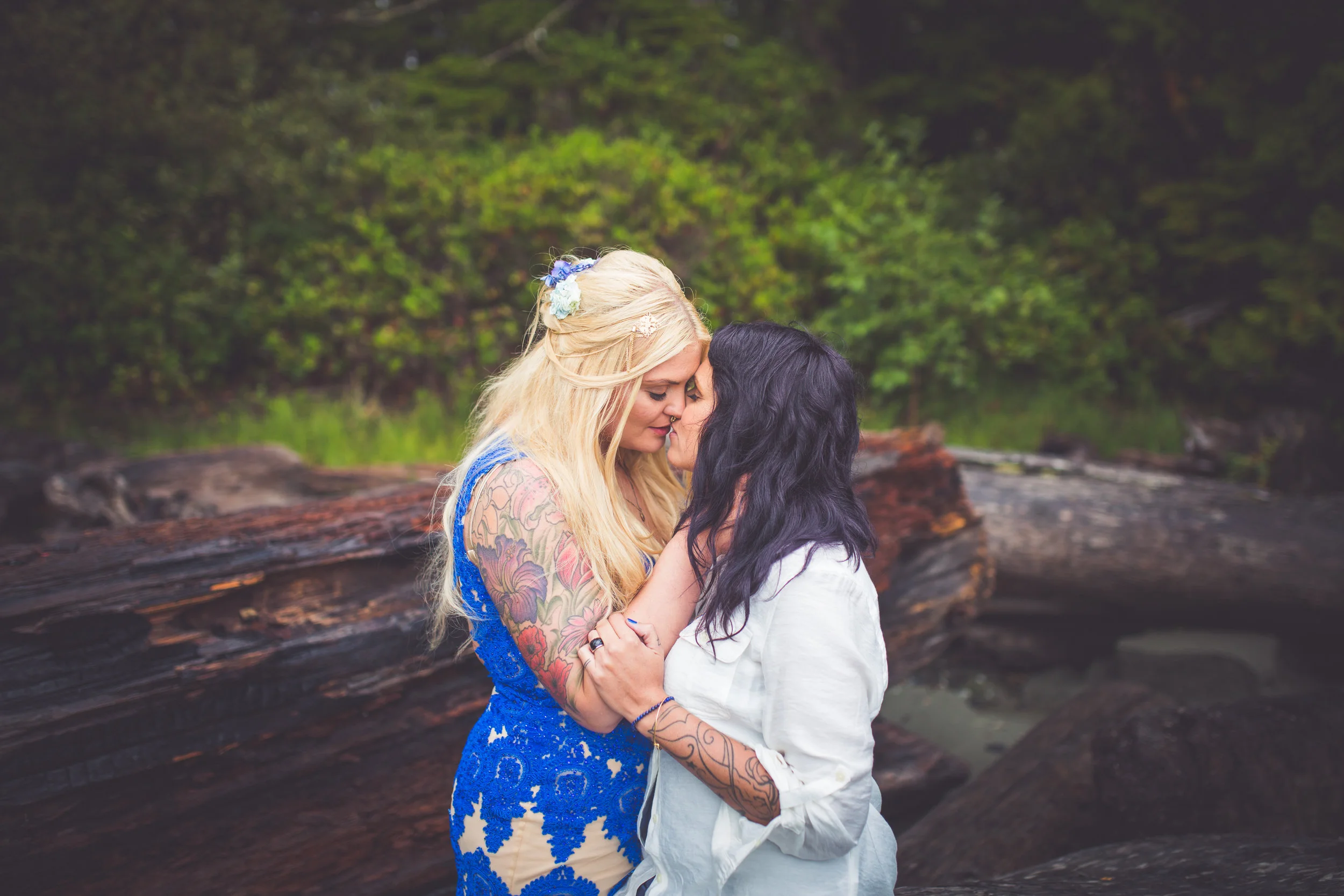 same sex forest elopement in Tofino BC
