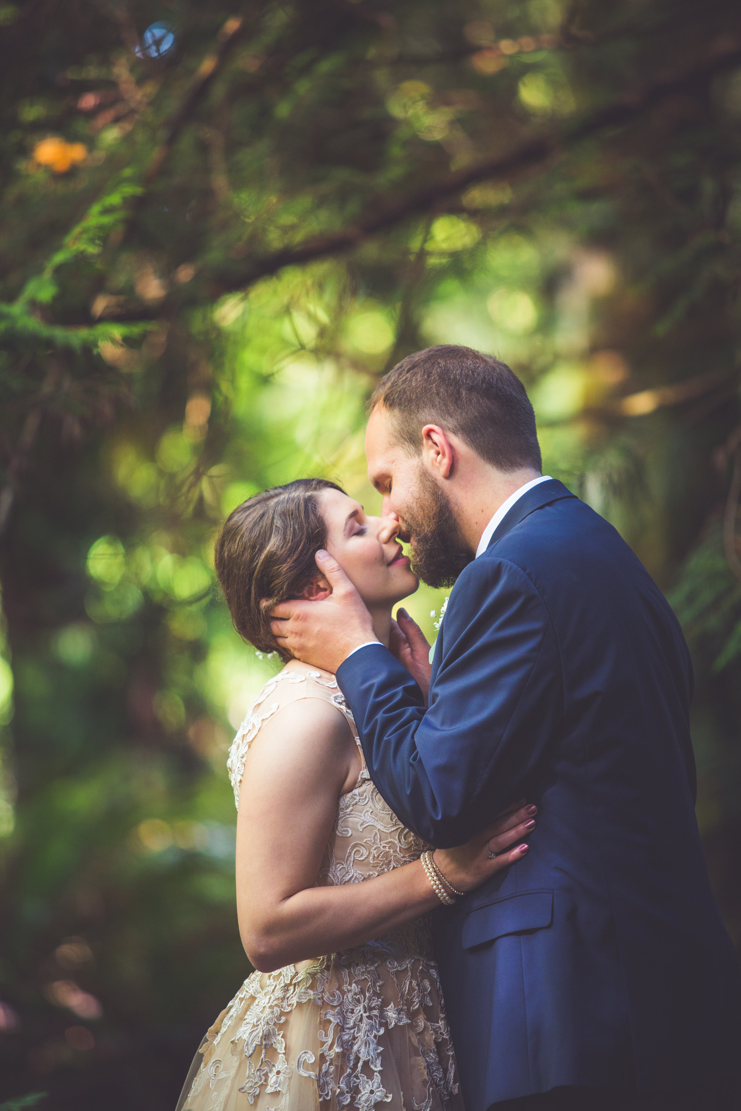 Parksville bc first look in forest wedding images