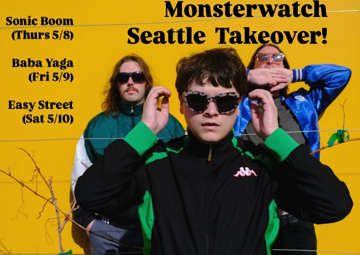 MONSTERWATCH is taking over Seattle THIS WEEK in celebration of their debut full-length vinyl release! See them @sonicboomrecords on Thursday, or @babayagaseattle on Friday, or @easystreetrecords on Saturday! Or all 3! Secure your copy of the limited