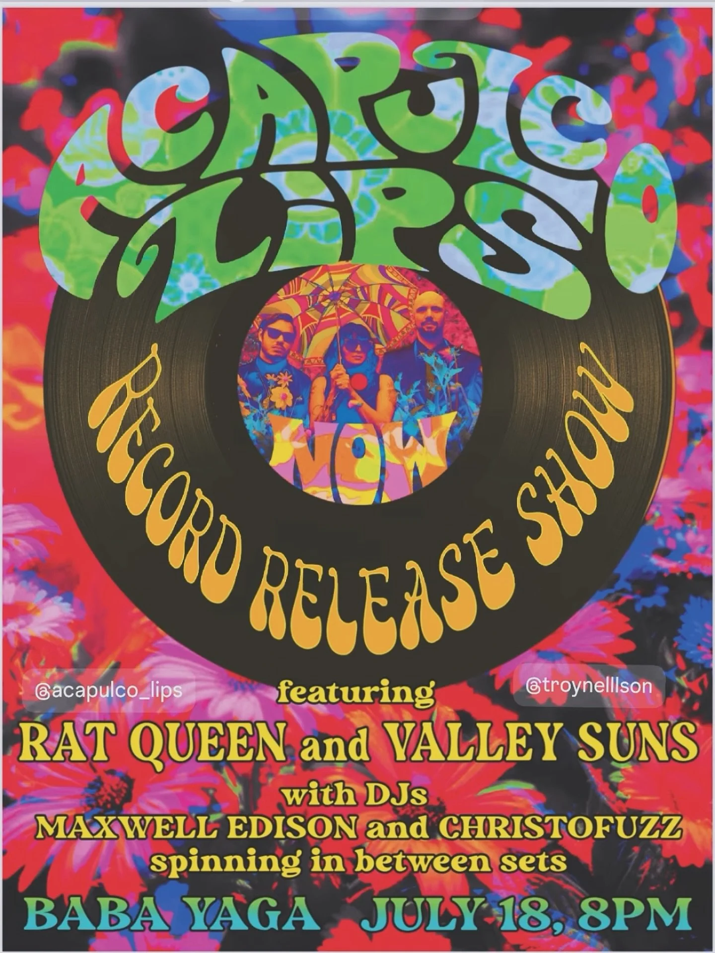 TONIGHT @babayagaseattle WE CELEBRATE THE @acapulco_lips VINYL RELEASE!!!