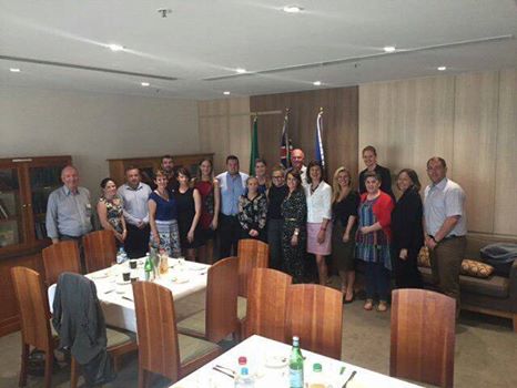 Minister McEntee and Consul General, Jane Connolly, with representatives of the Irish Support Agency and NSW GAA.