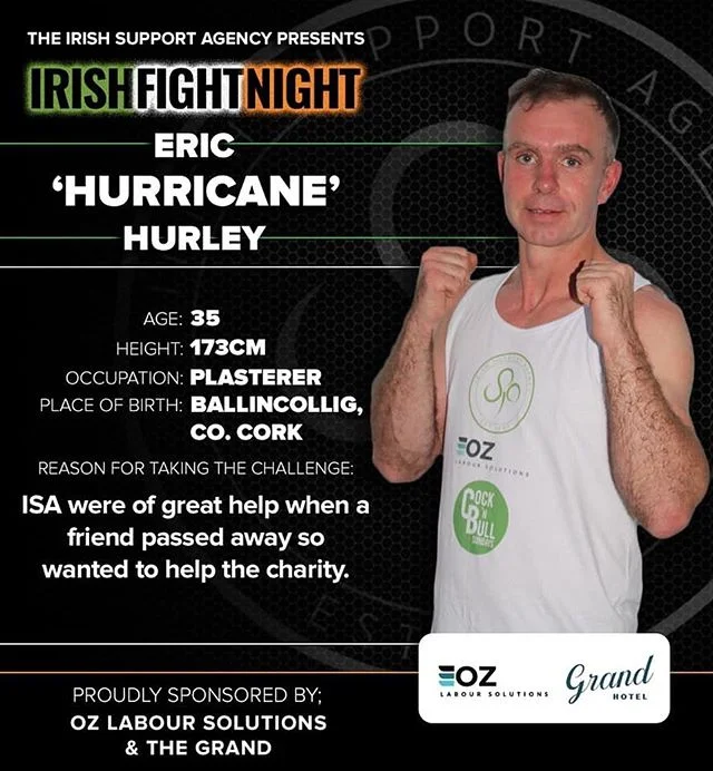 Eric &lsquo;Hurricane&rsquo; Hurley has two sponsors cheering him on in the ring. 
Let&rsquo;s hope Eric Hurley's bark is not worse than his bite! 
#irishfightnight #irishsupportagency