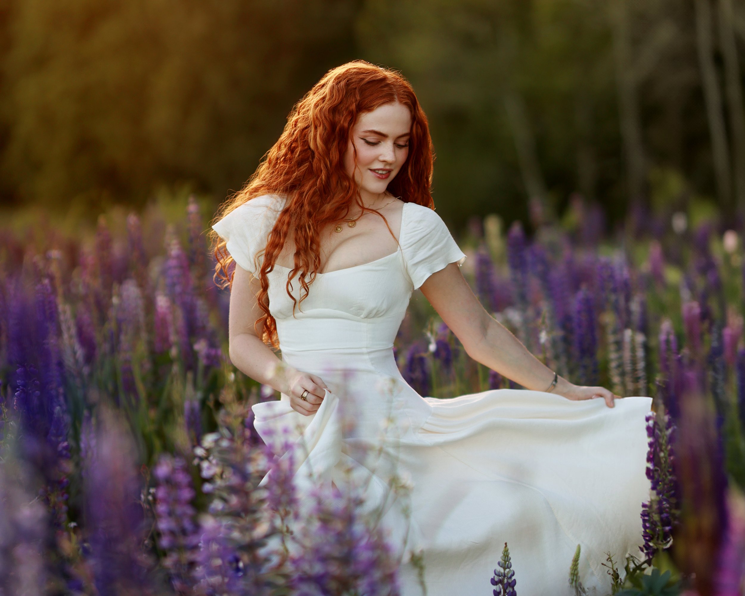 Oregon Senior Portraits in a Wildflower Lupine Field 