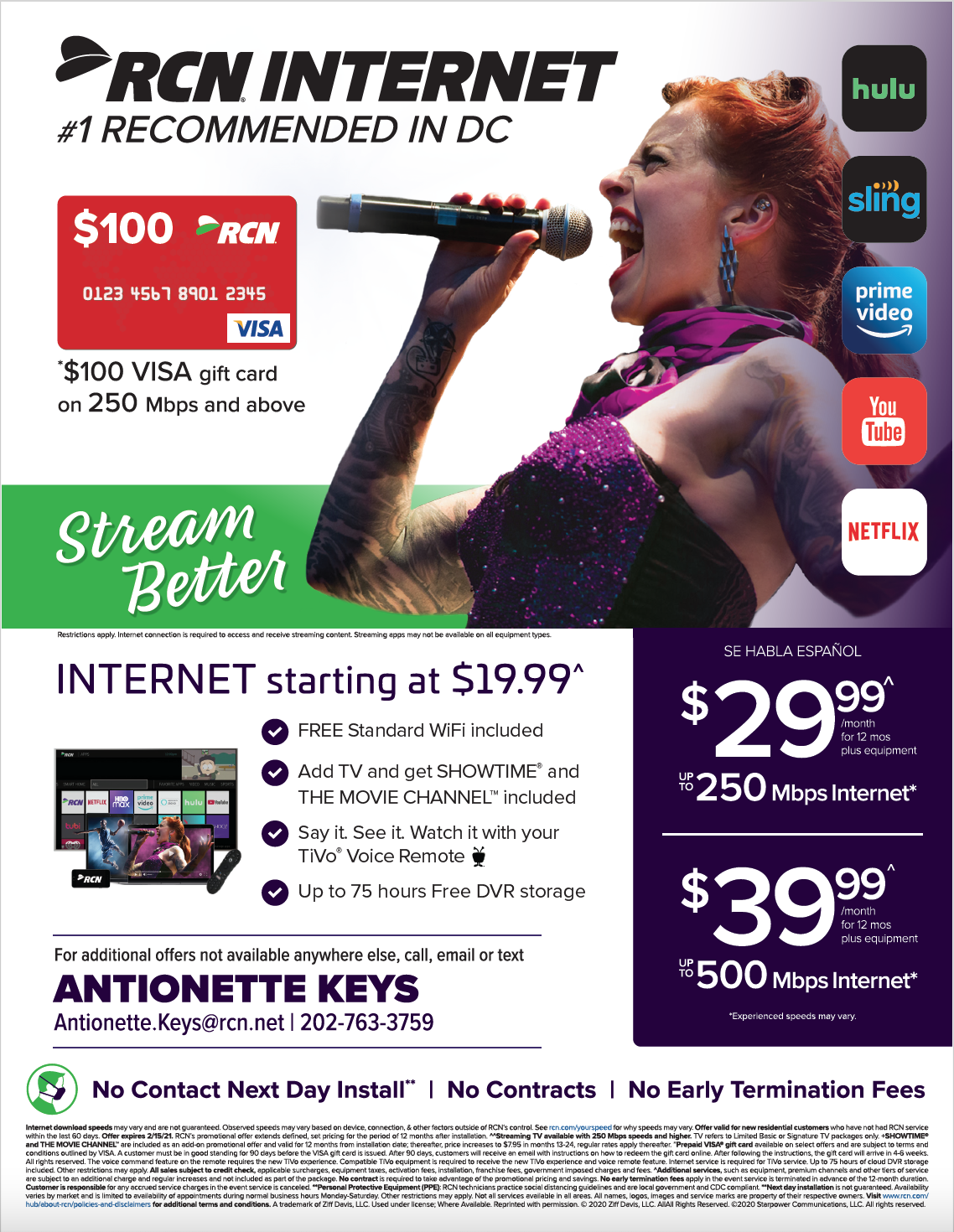  RCN $100 Gift Card Sell Sheet 