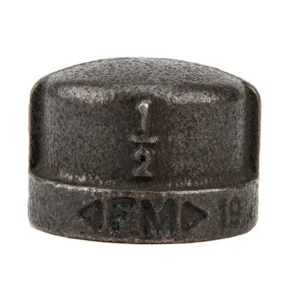 Black steel gas pipe cap stamped 1/2 inch
