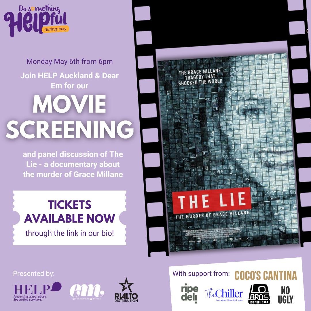 📣EVENT ANNOUNCEMENT📣
To kick off the start of Rape Awareness Week 2024, and launch the @helpauckland  Do Something HELPful campaign, we will be co-hosting a screening and panel discussion of The Lie, a powerful documentary that delves into the trag
