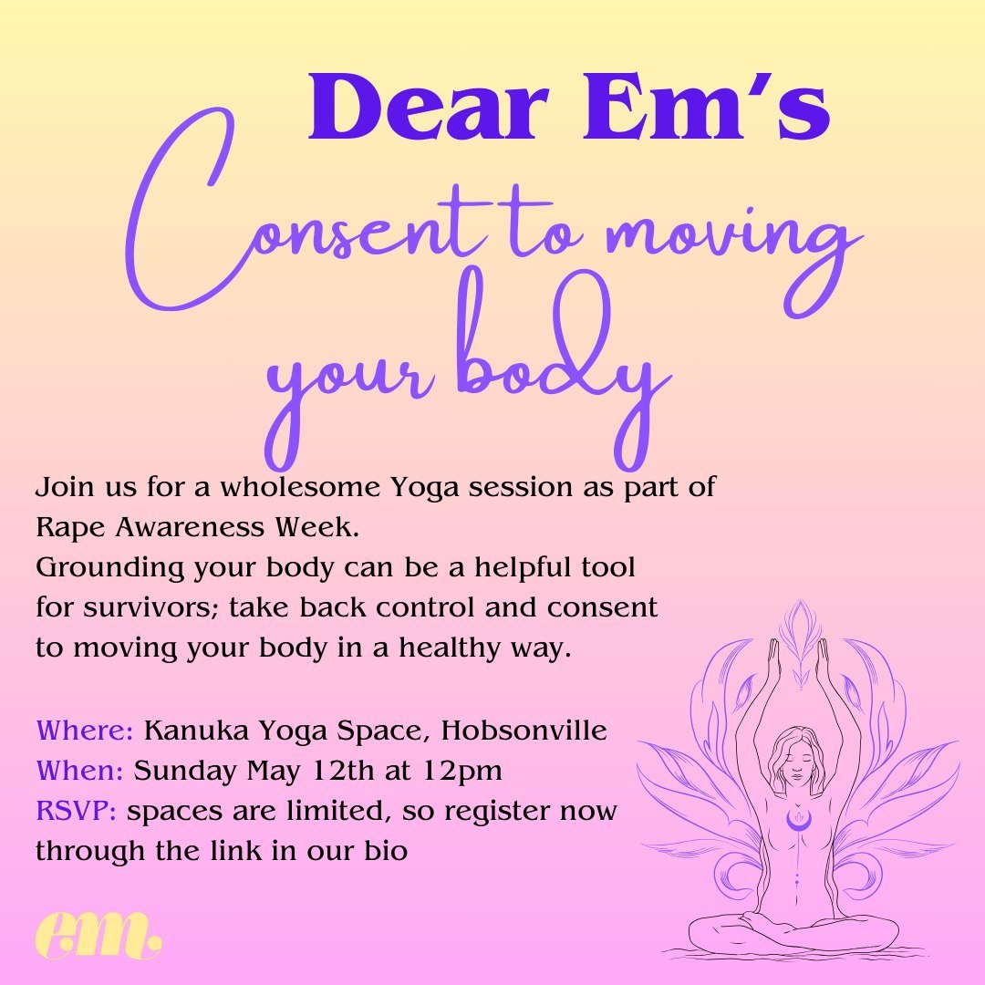 🌼EVENT ANNOUNCEMENT🌼
That's right, we have ANOTHER amazing event lined up for Rape Awareness Week!  We are embracing this years theme of &quot;Community of Consent&quot; through hosting a wholesome yoga session, centred around self-agency and empow