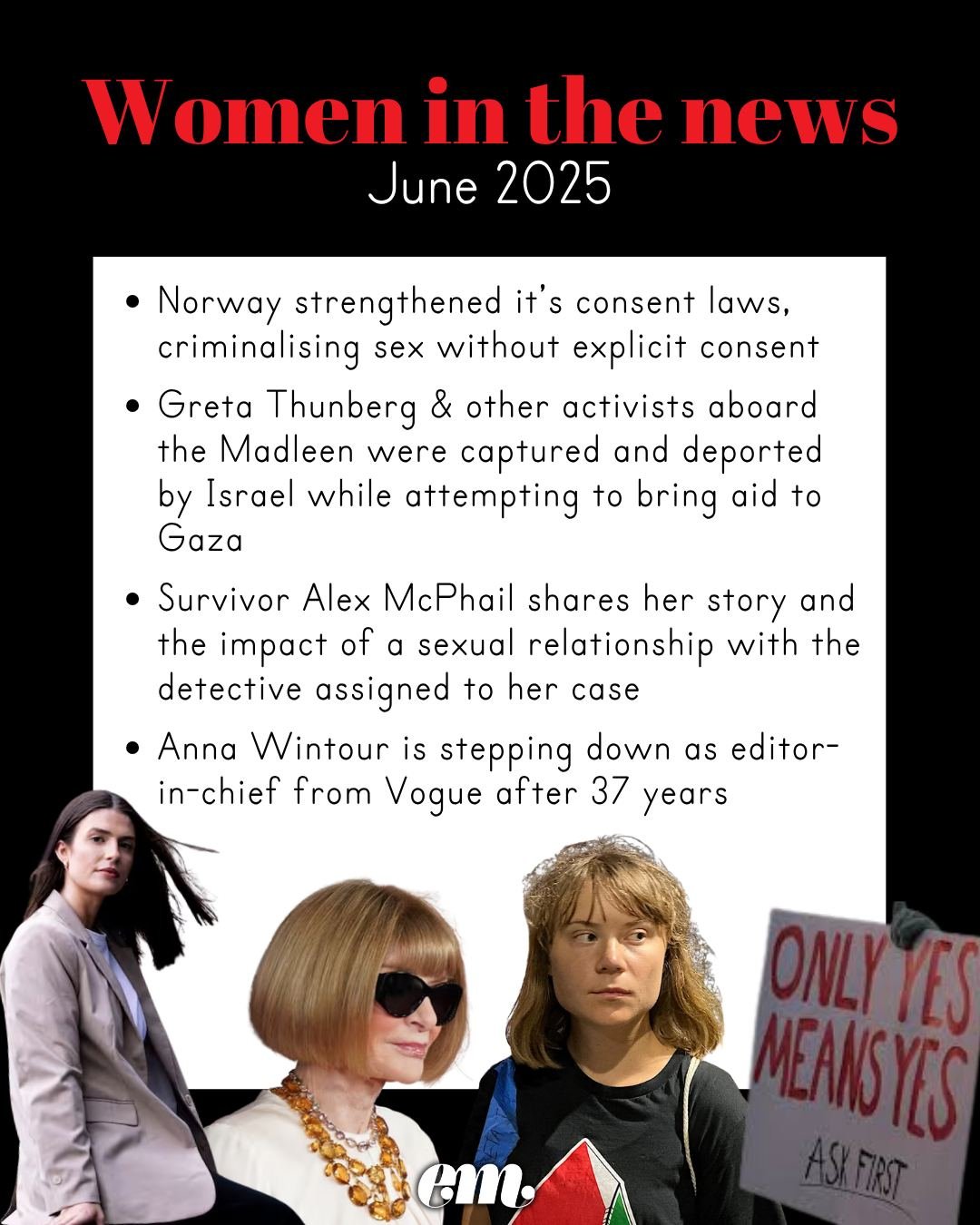 Looking back on June, we saw stories of protest, courage, and calls for accountability - from Aotearoa to Gaza:

Greta Thunberg and other activists were detained at sea by Israeli forces while attempting to deliver aid to Gaza.
Norway became the late