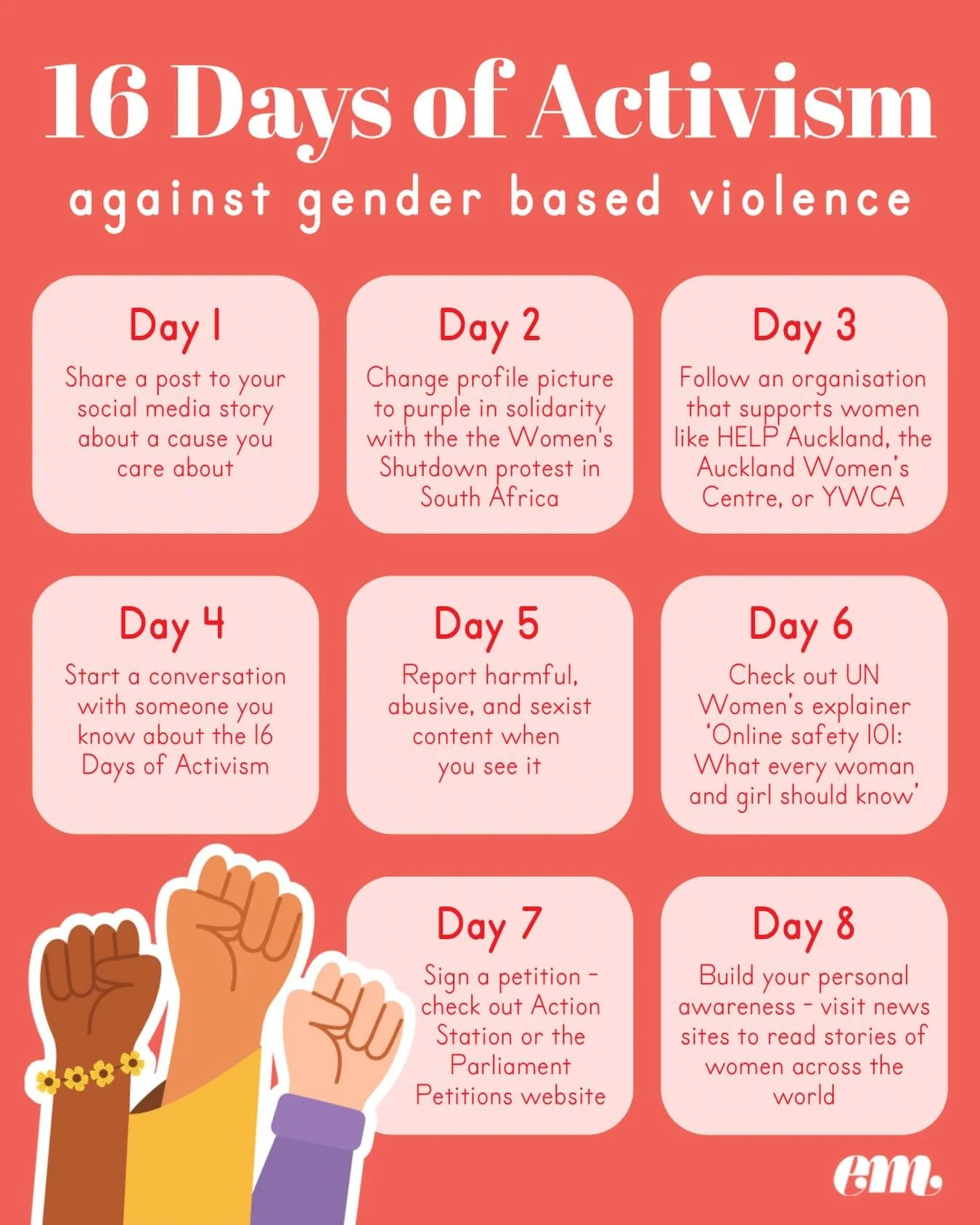 Ending gender-based violence can feel like a huge mission, but every small act of activism creates impact. Together, those actions build momentum, spark change, and can grow a powerful movement.

For the 16 Days of Activism Against Gender-Based Viole
