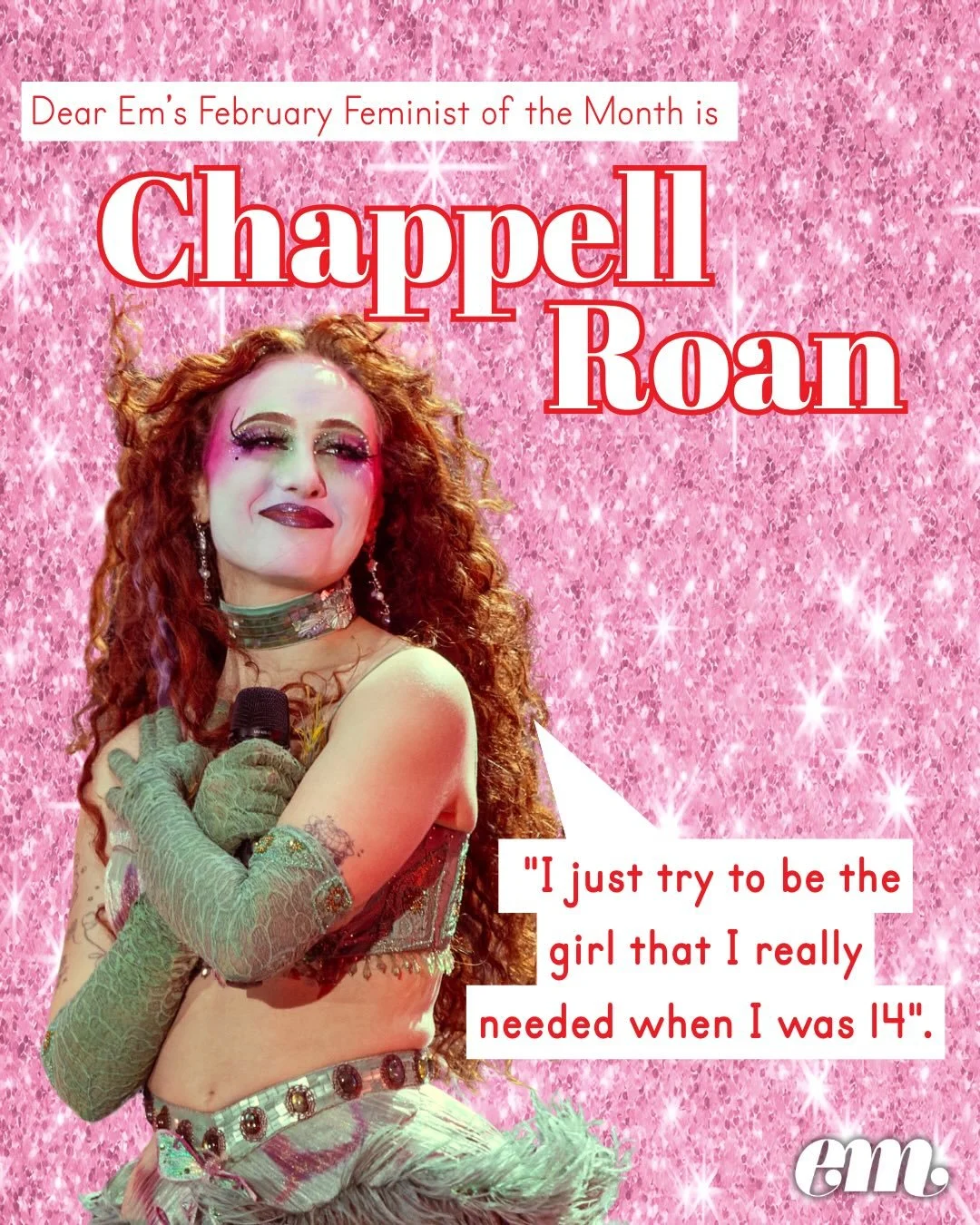 To celebrate pride month we are spotlighting @chappellroan as our feminist of the month 💐

Chappell Roan is a singer/songwriter, queer icon, and a never-ending symbol of self-acceptance. 

Each month we celebrate a feminist who inspires us, in hopes