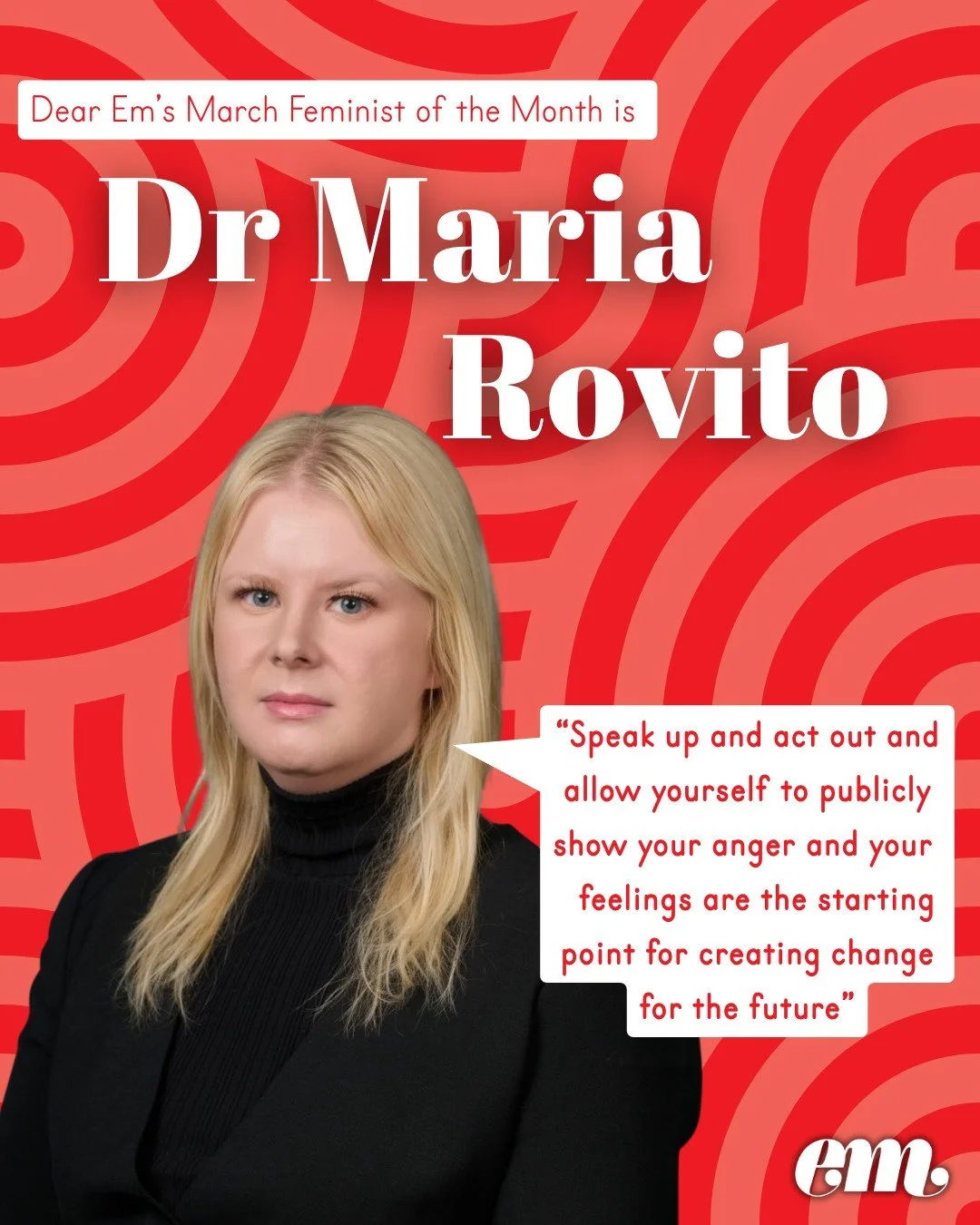 For endometriosis awareness month we are spotlighting @maria_rovito as our feminist of the month 💐

Dr Maria Rovito is a a scholar, educator, writer, feminist activist, and disability rights advocate.

Each month we celebrate a feminist who inspires