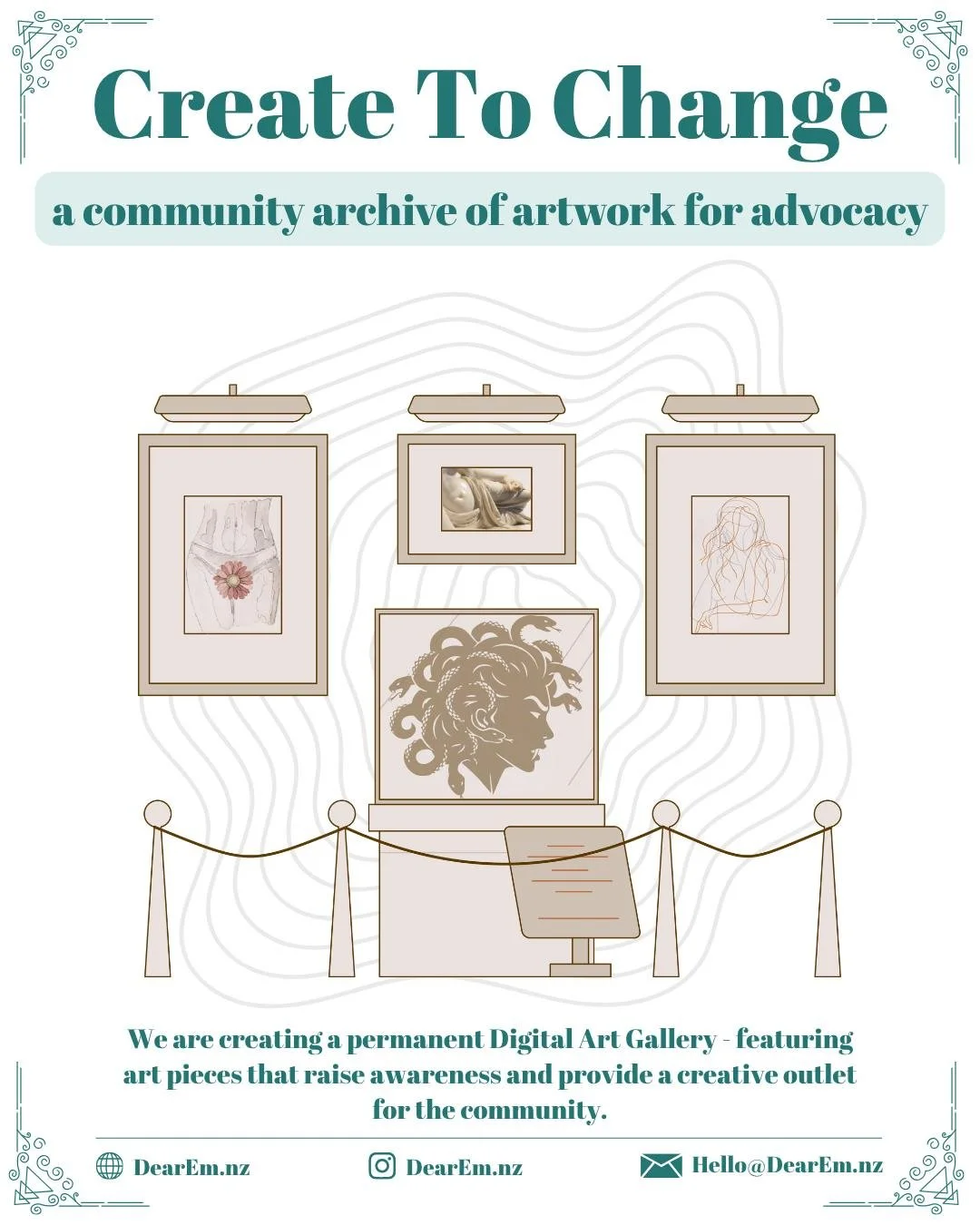 We&rsquo;re so excited to announce the launch of Create to Change, a permanent digital art gallery centred on community voice and agency!

This space exists for people to share their creative work that explores experiences, perspectives, and response