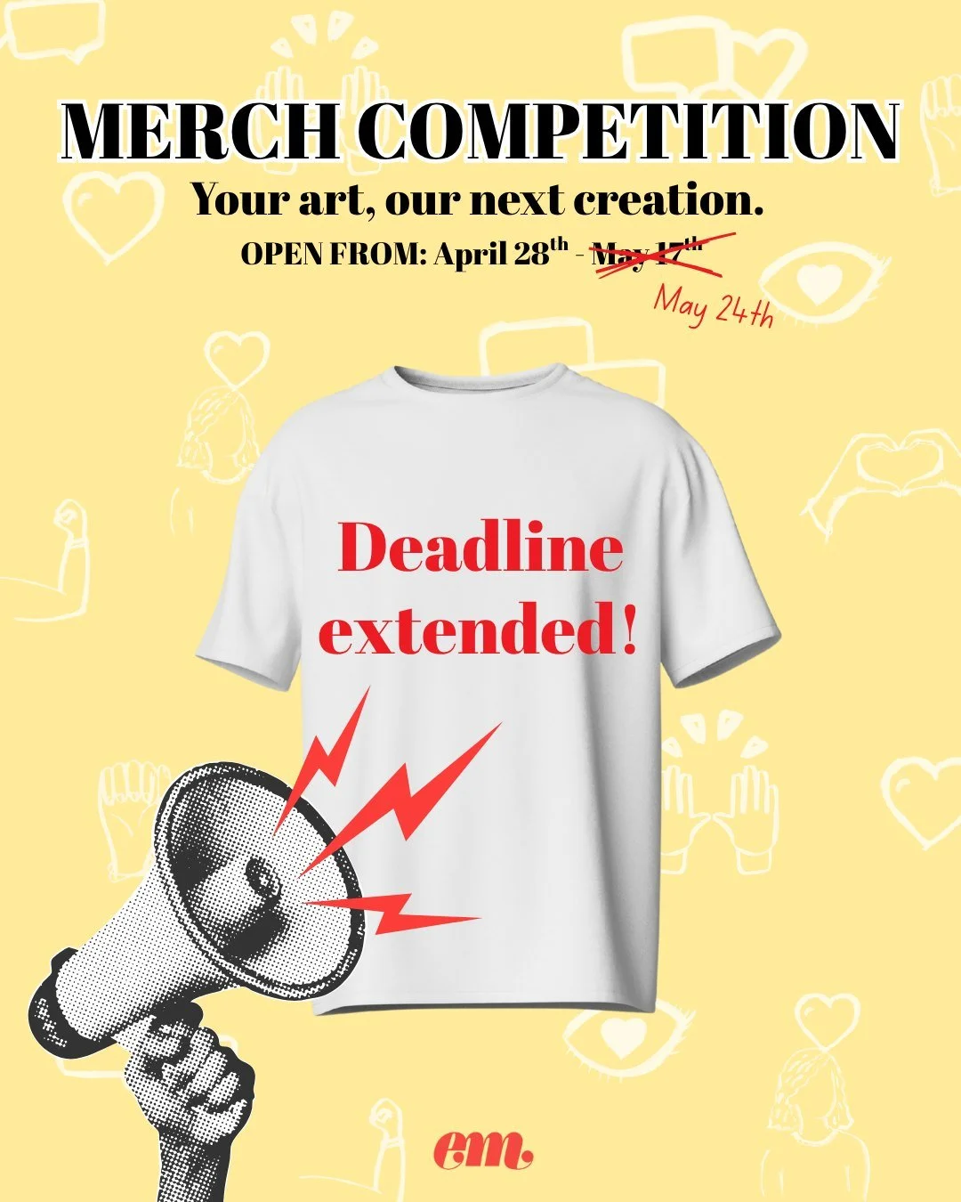 Update 📣 you've now got an extra week to get your entries in for our merch competition!

We're looking for designs OR slogans for our new merch. So, however you express your creativity, whether it's drawing, photography, poetry, writing, digital des