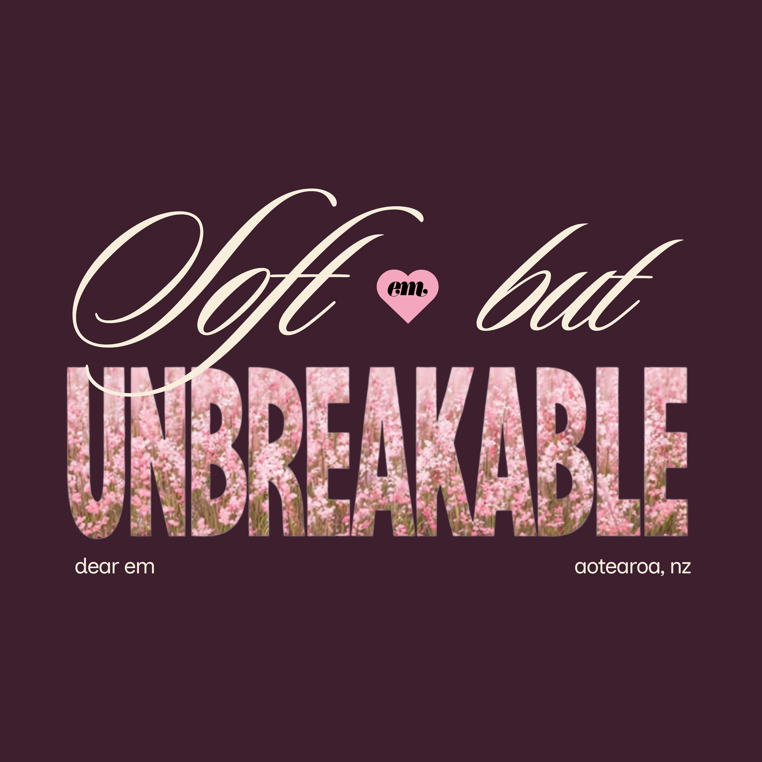 A dark background with the text 'soft but unbreakable' with 'unbreakable'