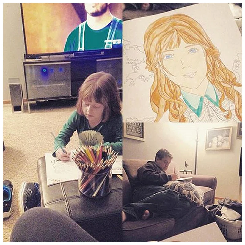 Family coloring marathon. 