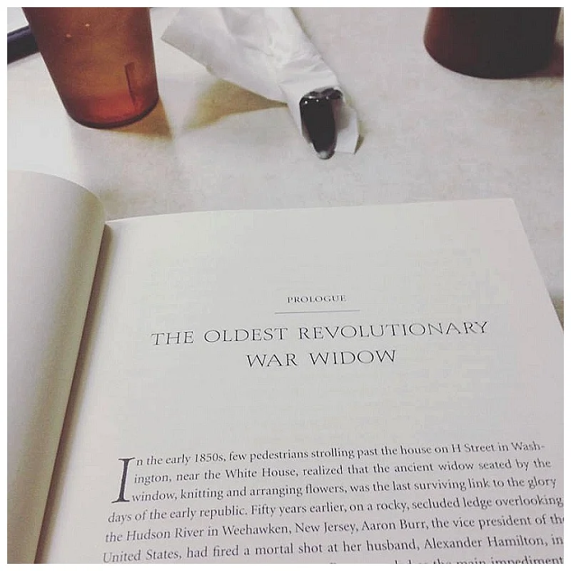 Delving into Ron Chernow's Alexander Hamilton before meeting my dad for breakfast. I'm only about 65 pages in but so far very exciting writing.&nbsp;