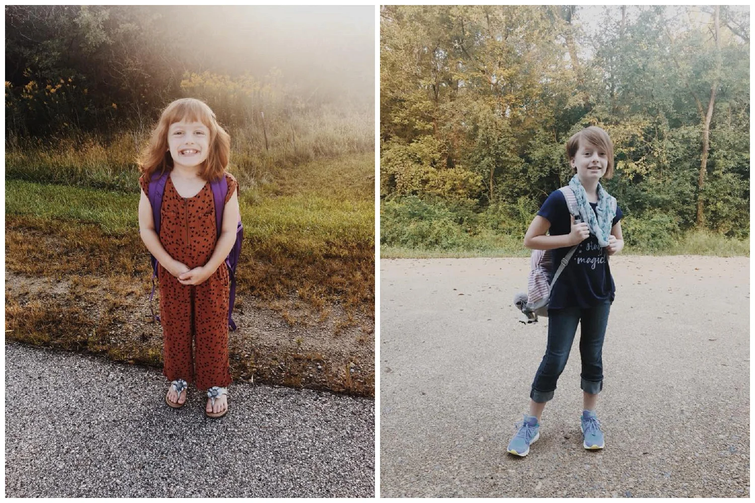 FIRST DAY BACK ( AND FIRST DAY AT THE BRAND NEW SCHOOLS!)  MOLLY IS IN 2ND GRADE AND BETTY IS IN 6TH GRADE