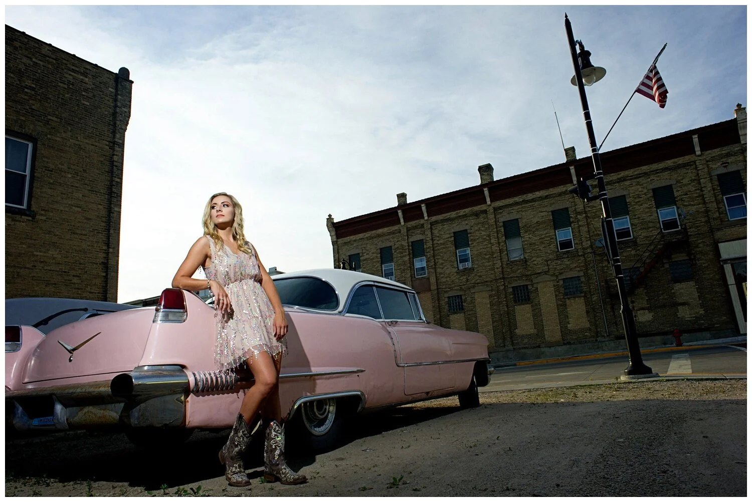 One of the most FUN aspects of shooting somewhere I’ve never shot before is using things I just “come upon”, like this car. Guys….PINK. VINTAGE. CAR. Just freaking sitting in downtown Waterloo, BEGGING TO BE PHOTOGRAPHED.  The senior didn’t have to …