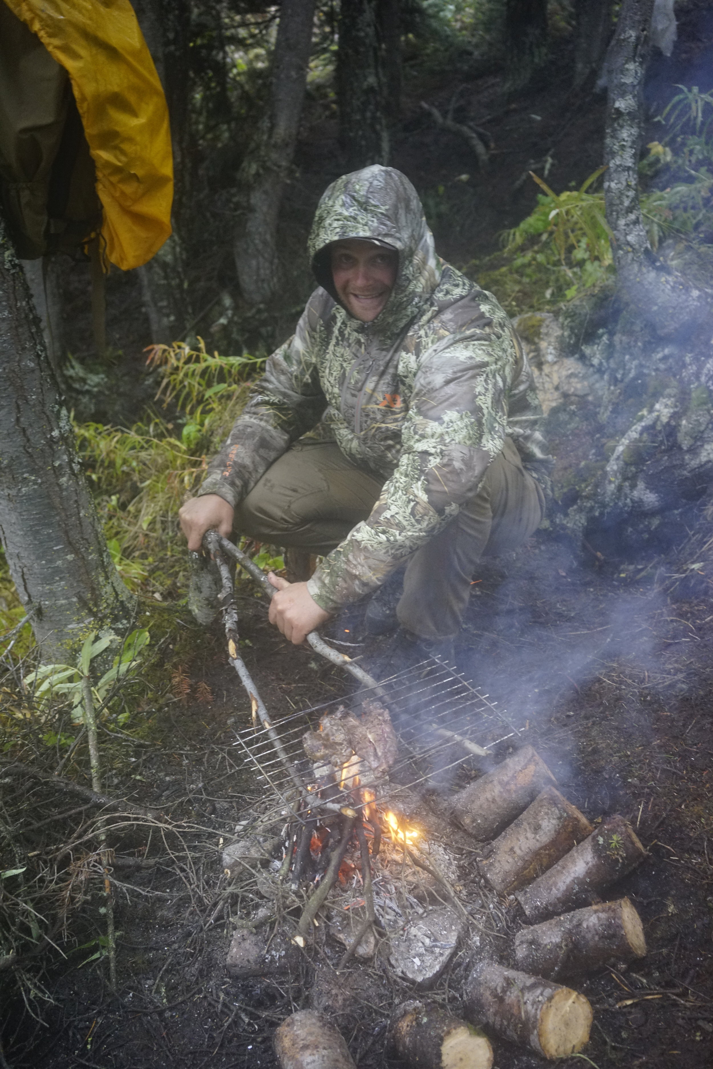 Monty cooking that Goat on the wet fire - 2016