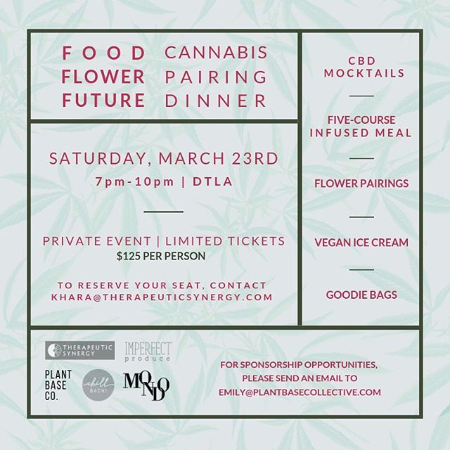 We're doing it again. Come joint us! 🌿🔥
&bull;
@mondomeds @imperfectproduce @maderapalo @ritualandrose @foodflowerfuture
&bull;
#cannabis #cannabisinfuseddinner #infuseddinner #dinner #organic #experiential #collaborate #strainspecific #journey #la