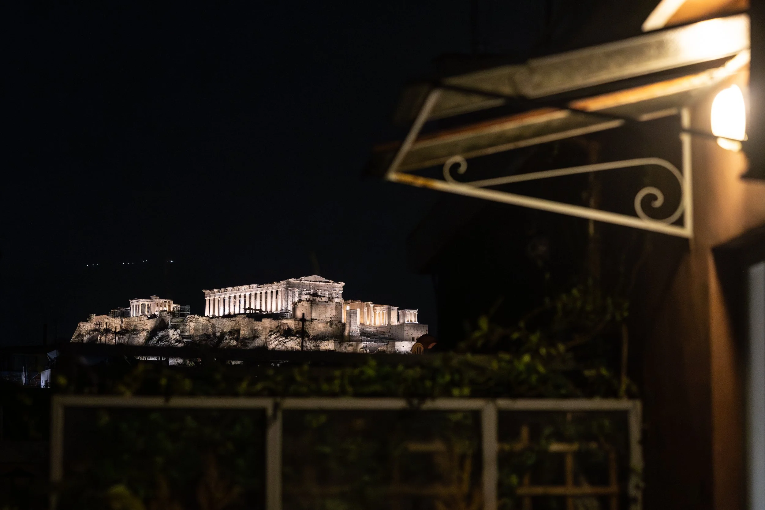 The view from the balcony- overlooking the Acropolis in Athens, Greece
