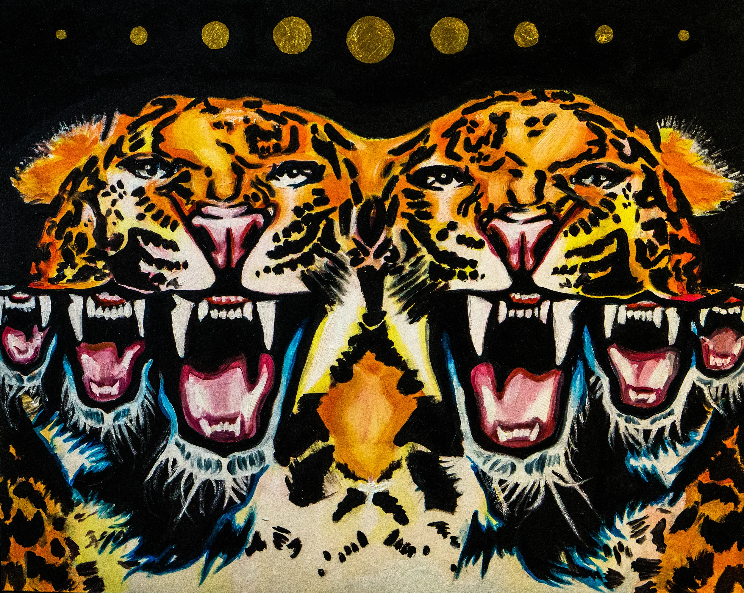 "Les Tigres"- Acrylic on Illustration Board, 24x18"