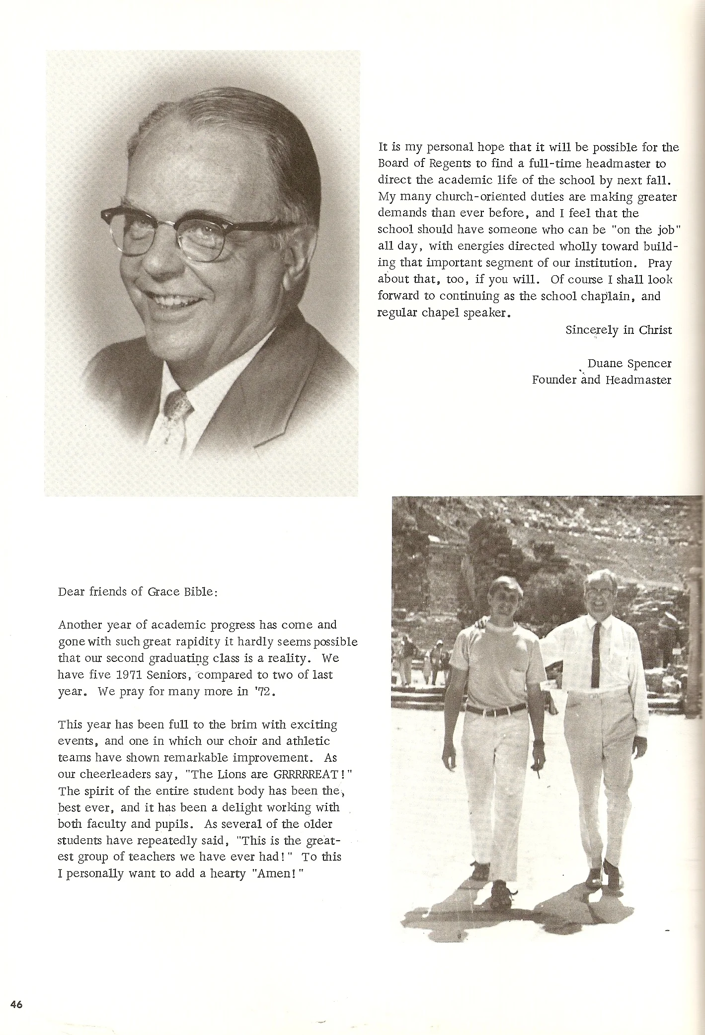 (Top left) Dr. Duane Spencer; (Bottom right) Dr. Peter C. Spencer and Dr. Duane E. Spencer