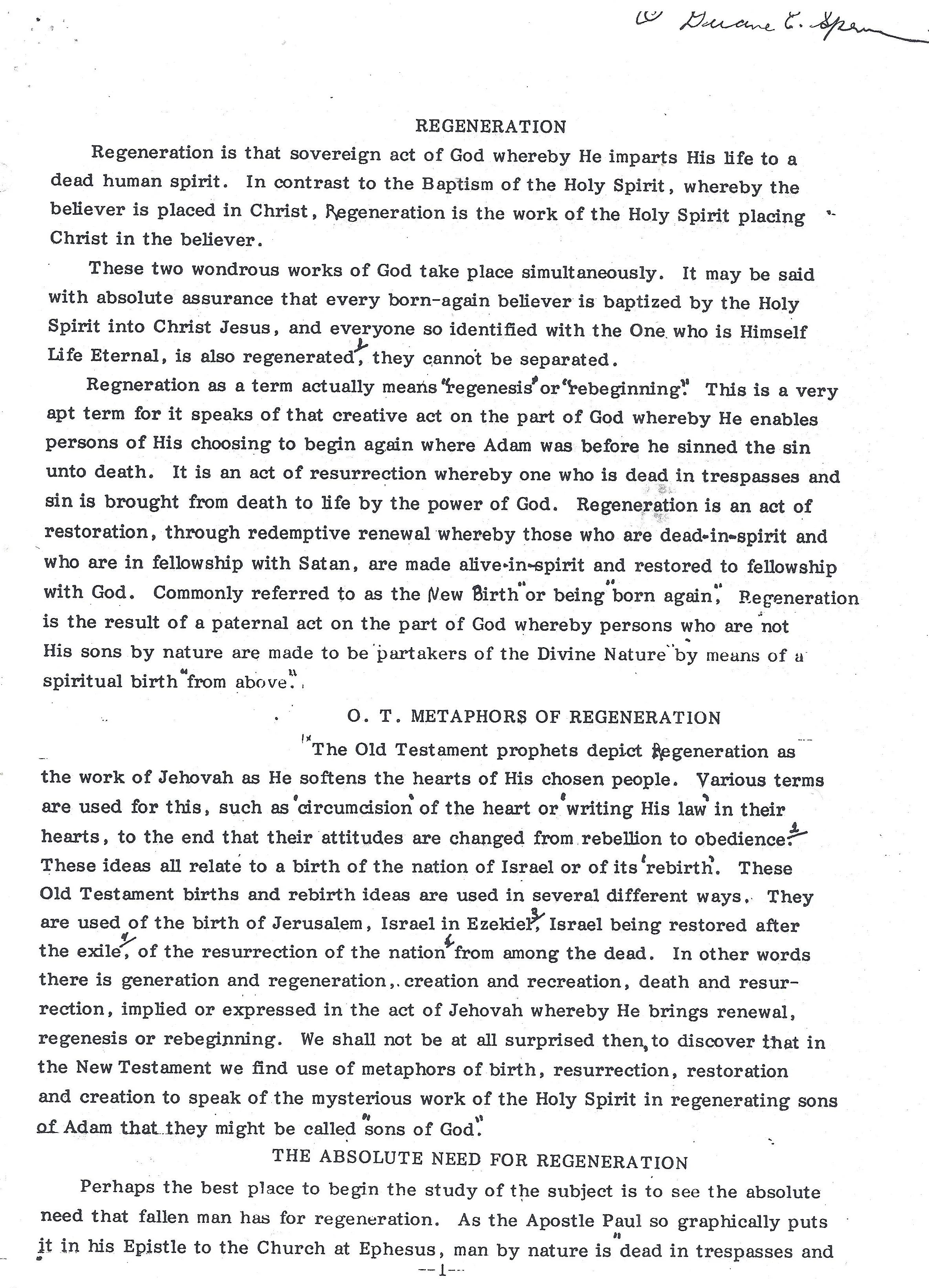 Key Word Study:  REGENERATION (transcript)