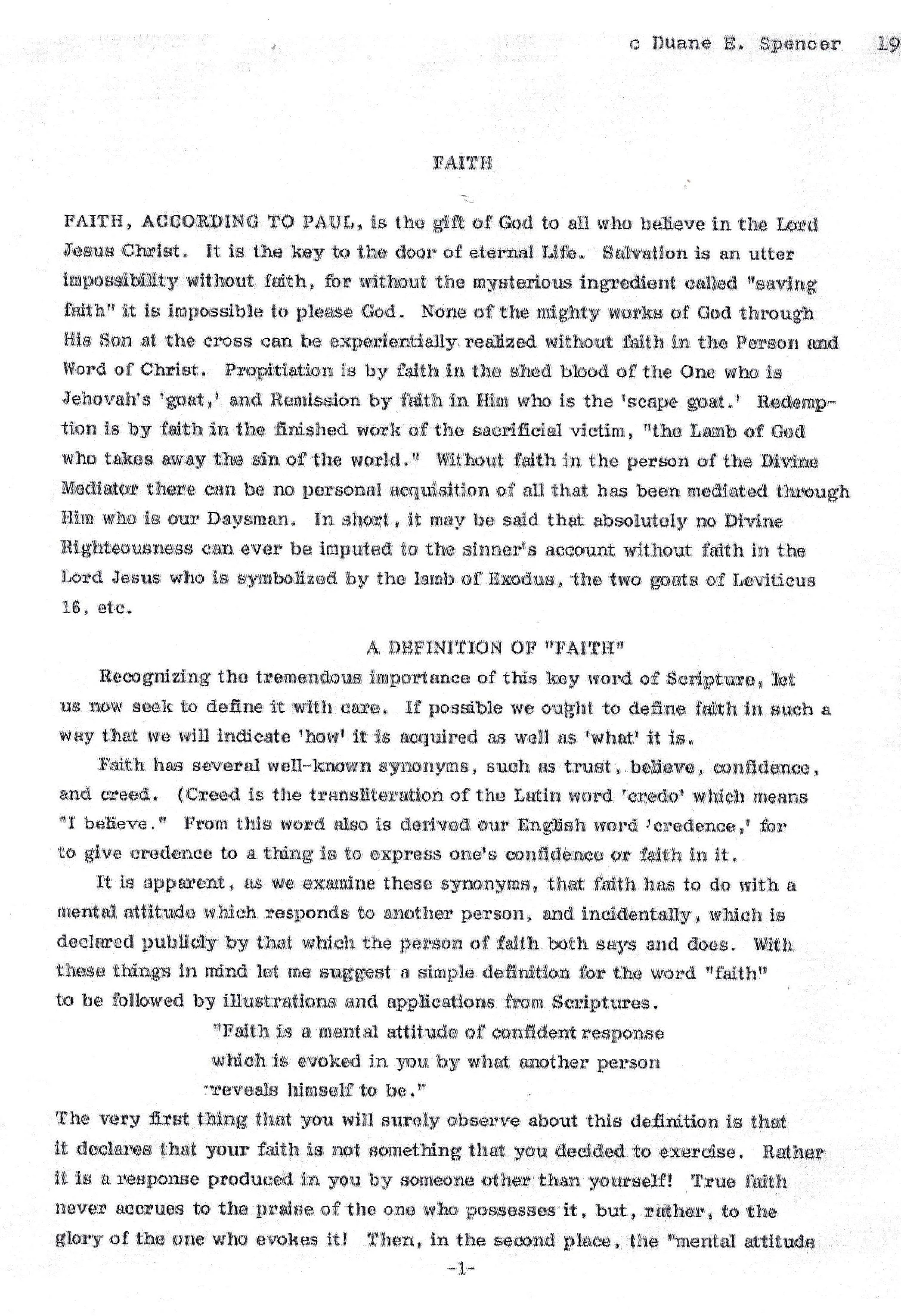 Key Word Study:  FAITH