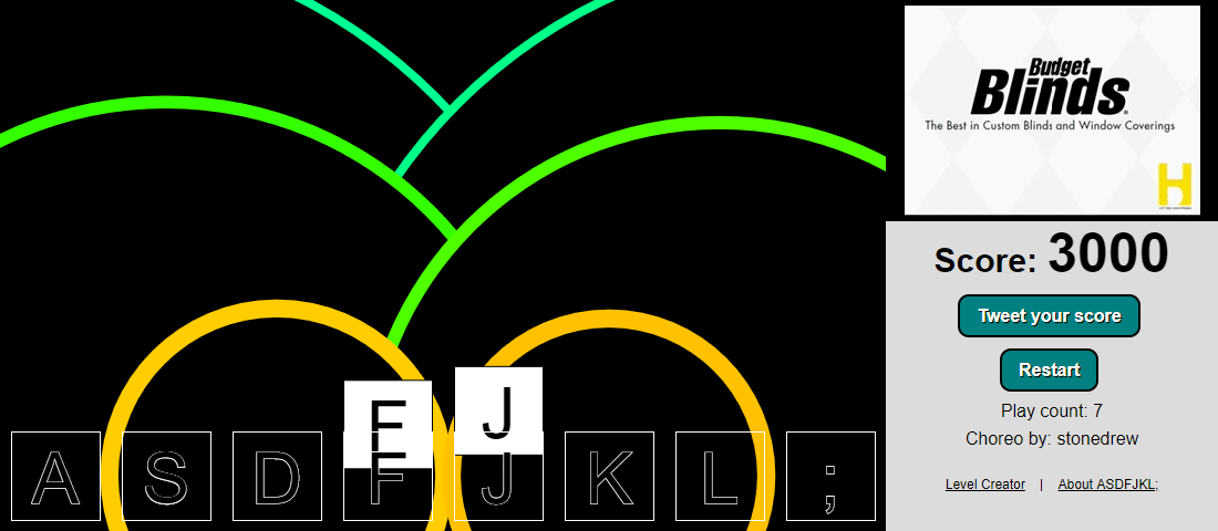 a screenshot a level Drew designed: https://albert.github.io/asdfjklsemi/?v=_GXL7e_1ybw&choreo=73928470443512200