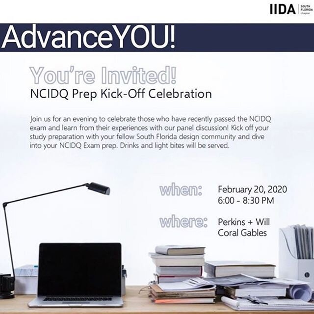 Sharing from @iidasfc 📣 Begin the new year by kicking off your #NCIDQ planning and prep with previous test takers and celebrate with those who recently passed on Feb 20 at @perkinswill_miami. Panelists who have previously taken and passed the exams 