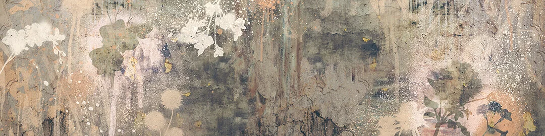 Floral Graffiti, printed at mural size on wallcovering substrate