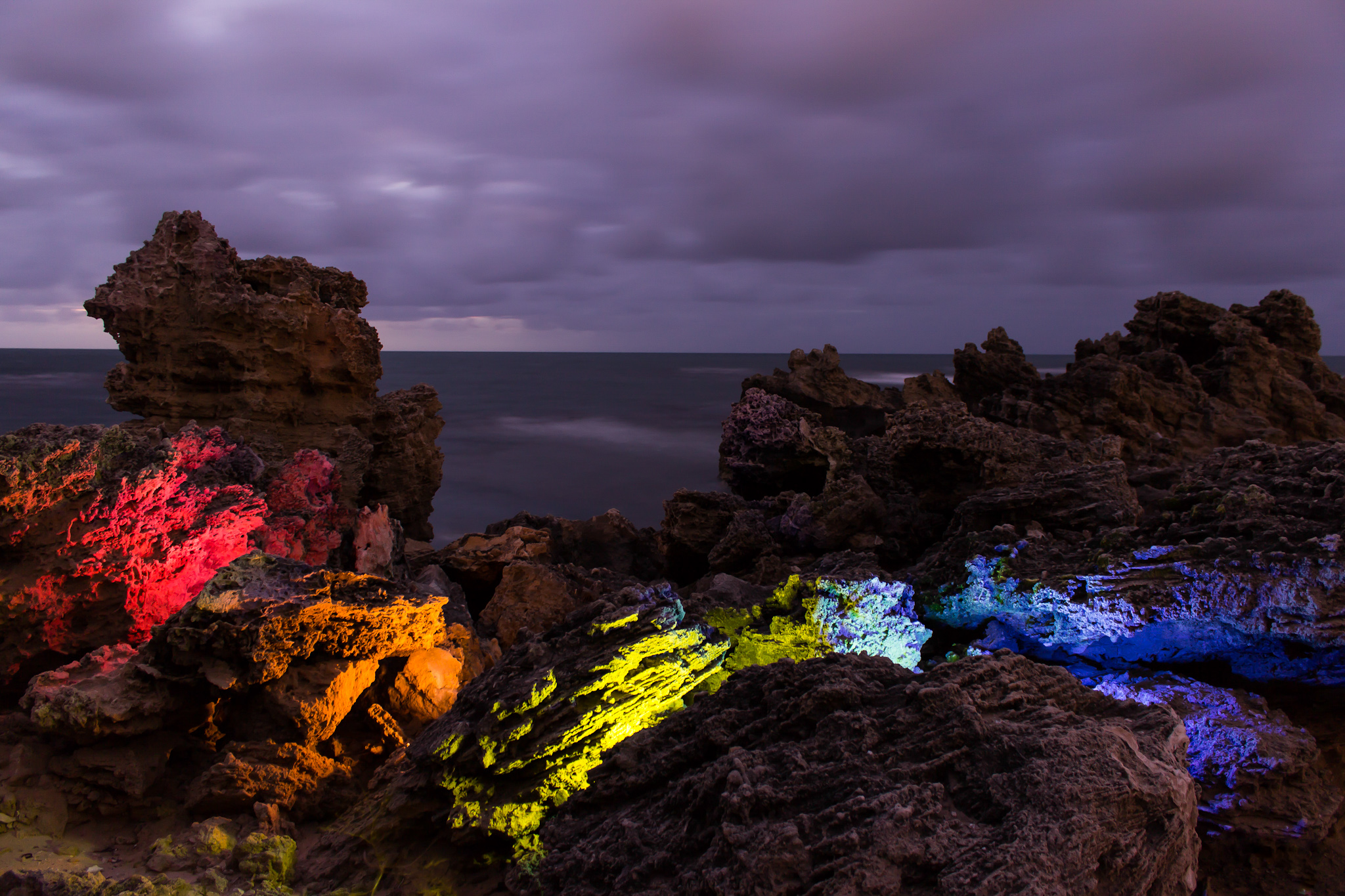 an experimental long exposure shot taken at Point Peron, Western Australia