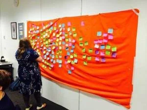 Hard at work on the wall.