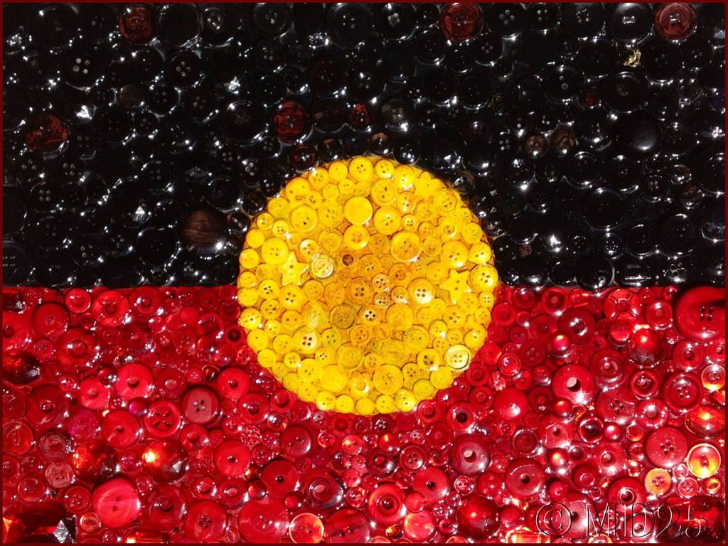 "The patriarchal colonial state has often sought to regulate and control Indigenous women rather than empower them." Artistic rendering of the Australian Aboriginal flag by Marty D . 