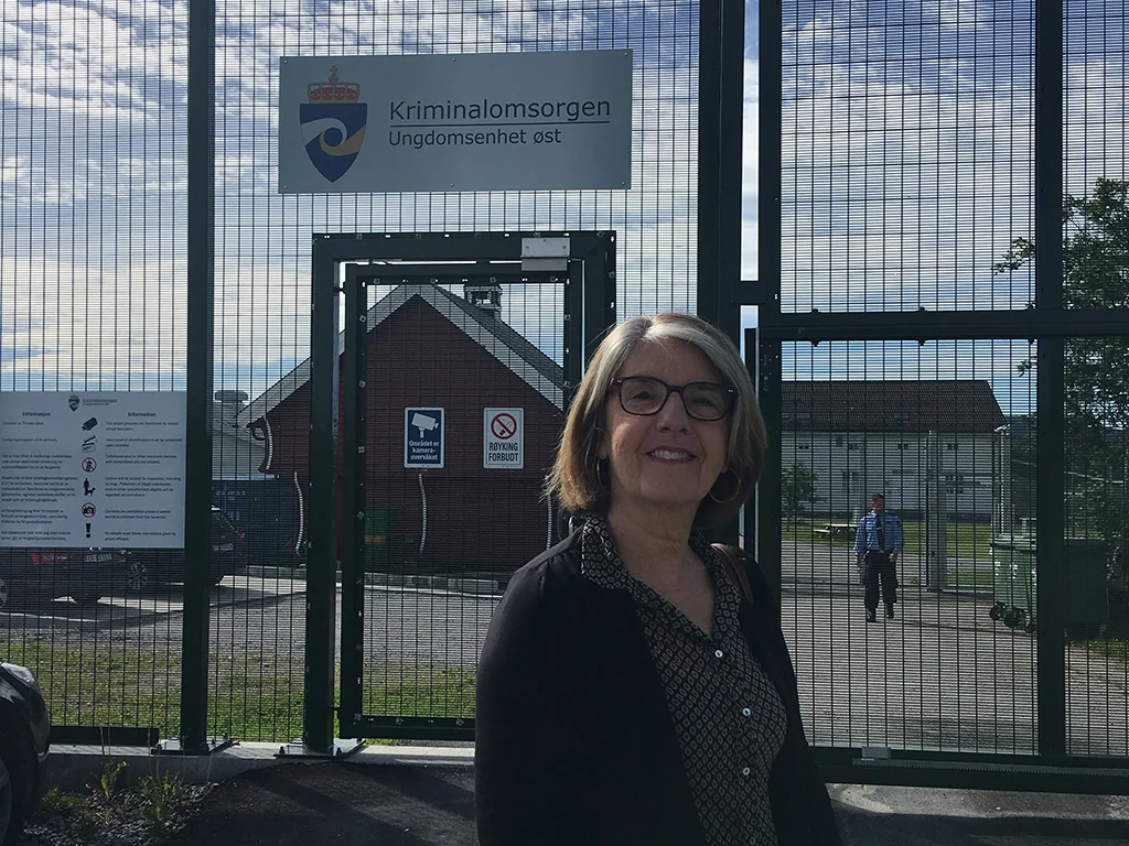 Jesuit Social Services CEO Julie Edwards outside the Ullersmo Youth Unit in Norway