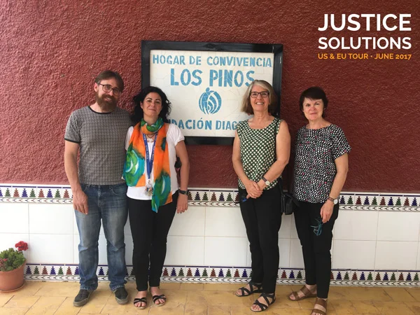 Jesuit Social Services CEO Julie Edwards and Executive Director of Programs Sally Parnell (right) with staff from Diagrama in Spain.