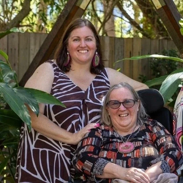 A photo of Jayne and Julie Ann Christian in a garden. Image credit Joseph Mayers