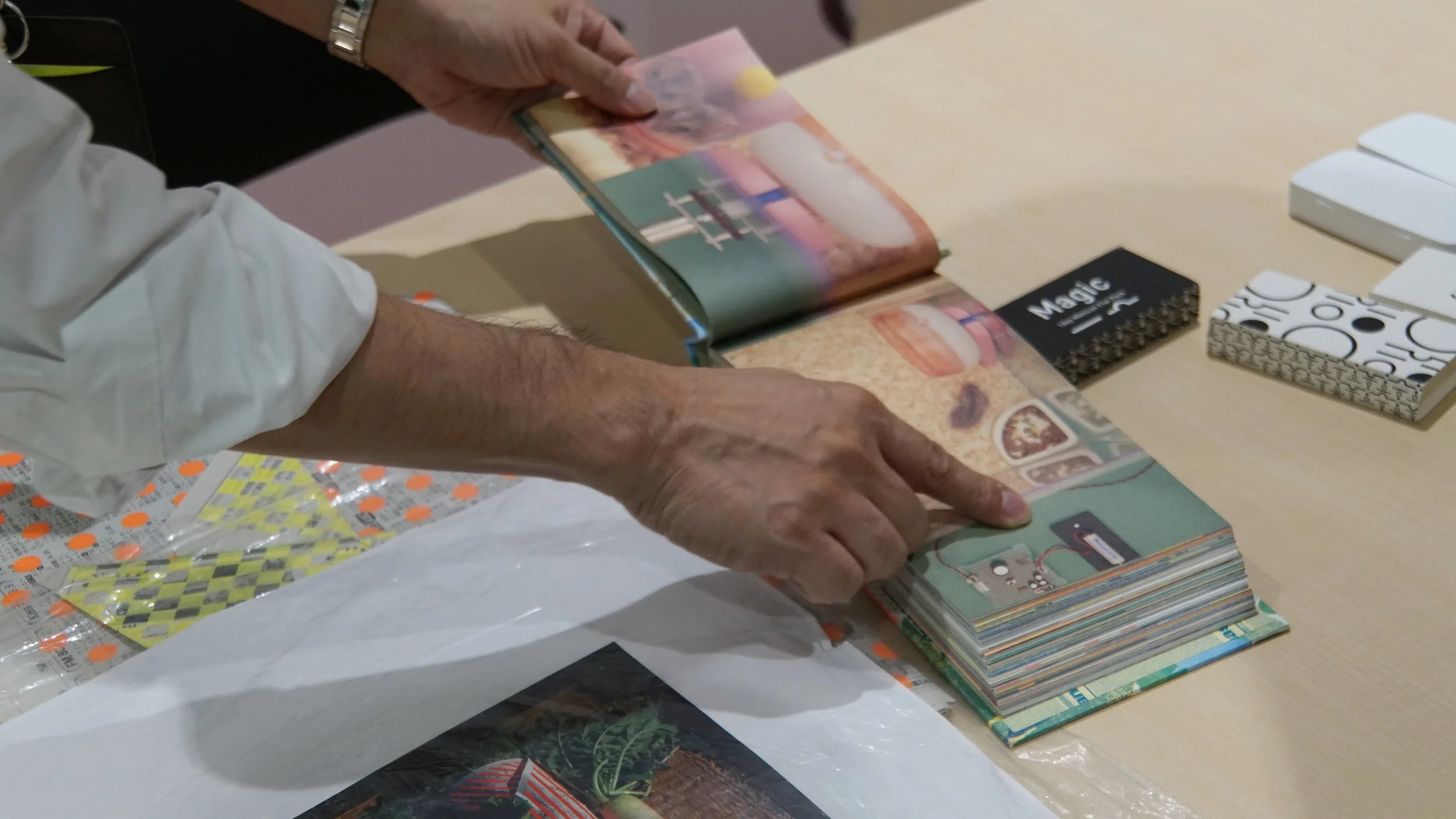 He shares his past works with us