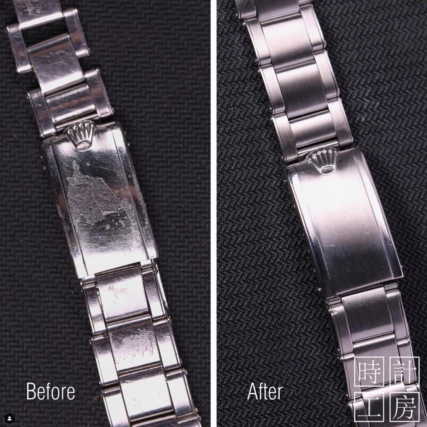 ✅Band Tightened ✅ Dents Fixed ✅ Links Repaired ✅ Structure Enhanced ✅ Polished and Refinished. 

👑 Rolex Metal Band Restoration Prices:

Steel - HK$1,950 / US$250 ++
Two Tone - HK$2,400 / US$295 ++ 
18K Gold - HK15,000 / US$1,950 ++ 

Exact price to