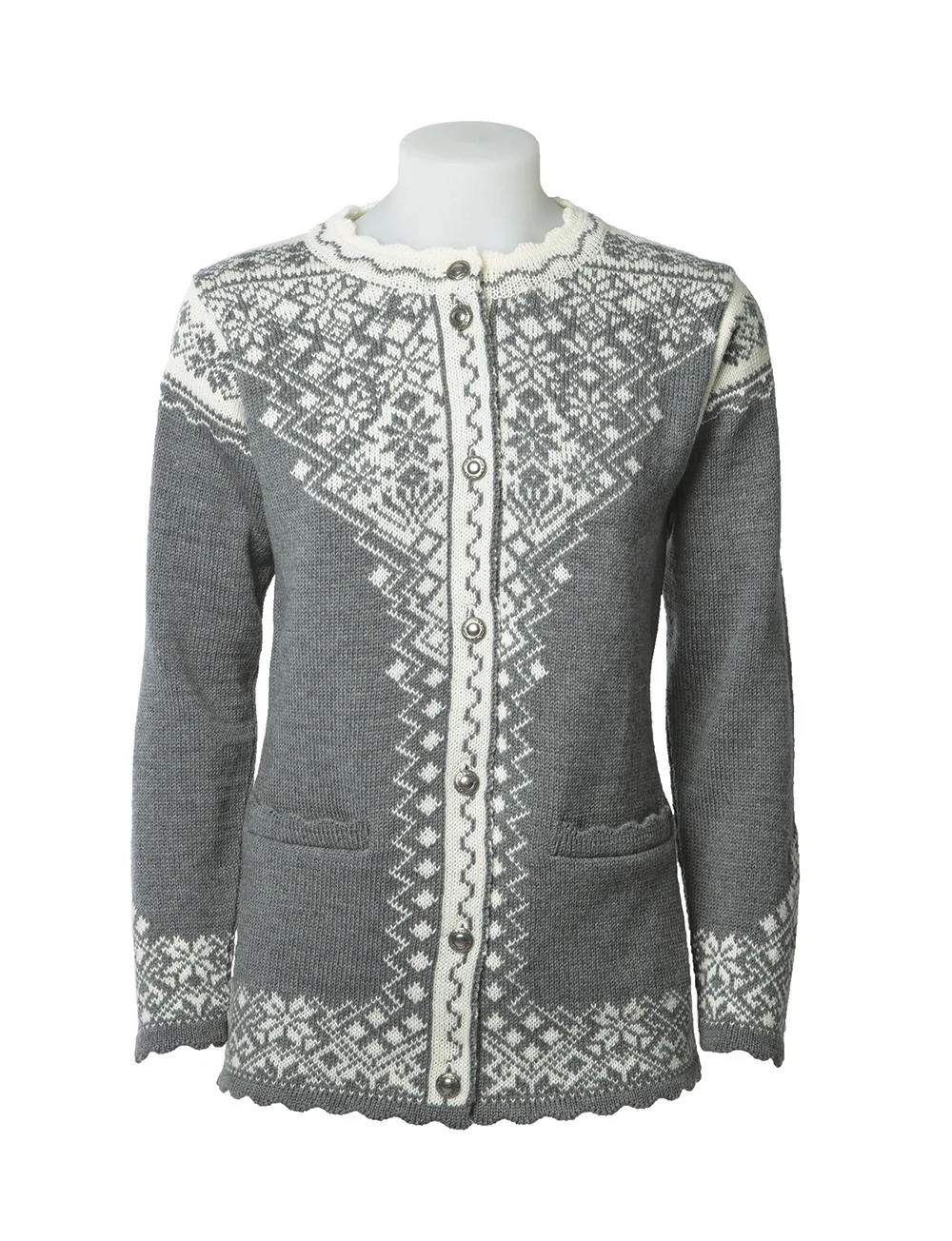 Grey Norwegian Knitted Cardigan