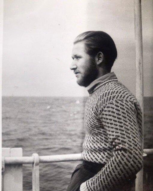 We received this incredible photo yesterday from our friend Gro. Photographed here is Gro&rsquo;s father from when he was working with whaling in the late 1940s ⚓️ And of course he is wearing the classical fisherman&rsquo;s sweater!