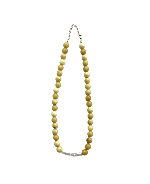 Golden Stone & Freshwater Pearl Necklace