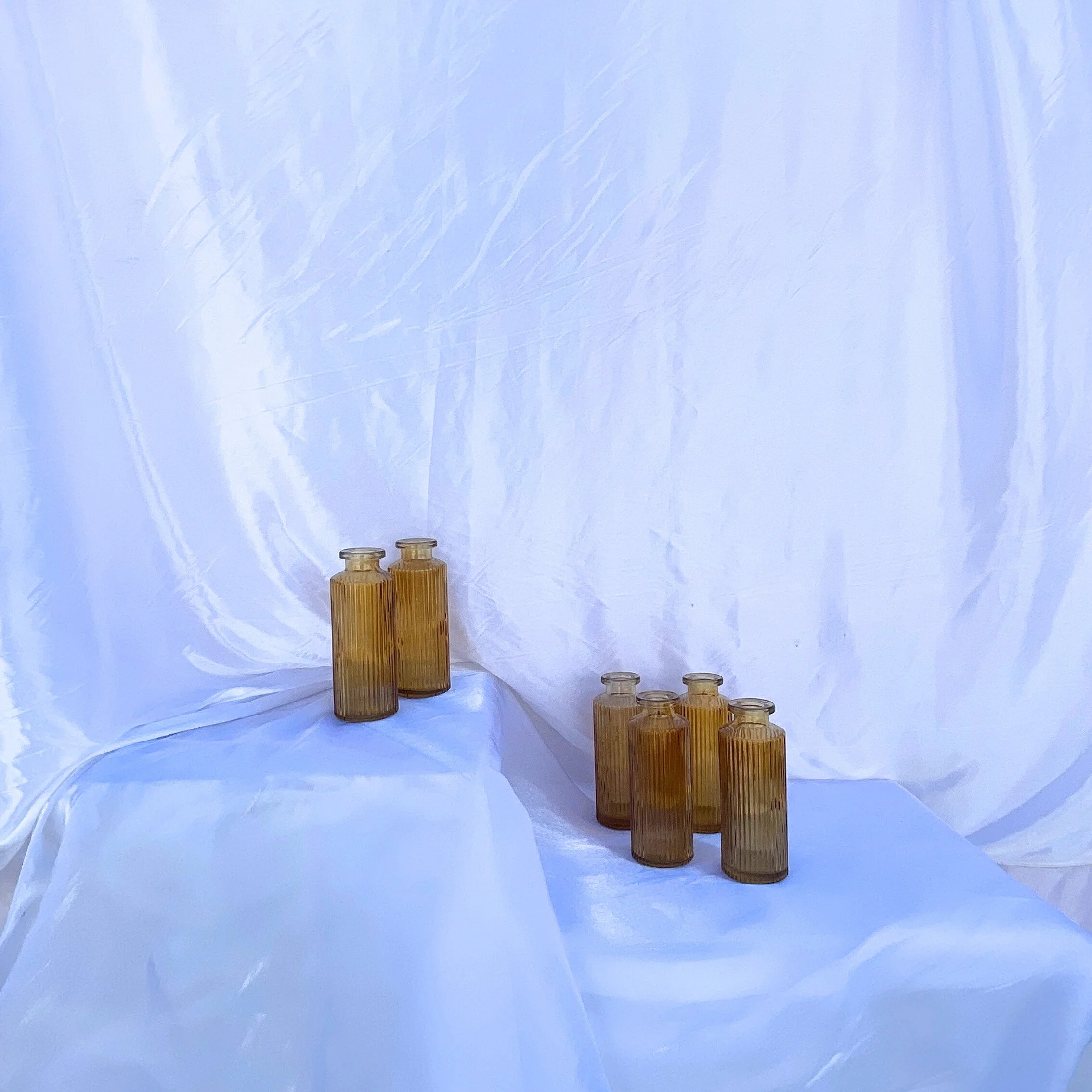 Small Ribbed Amber Glass