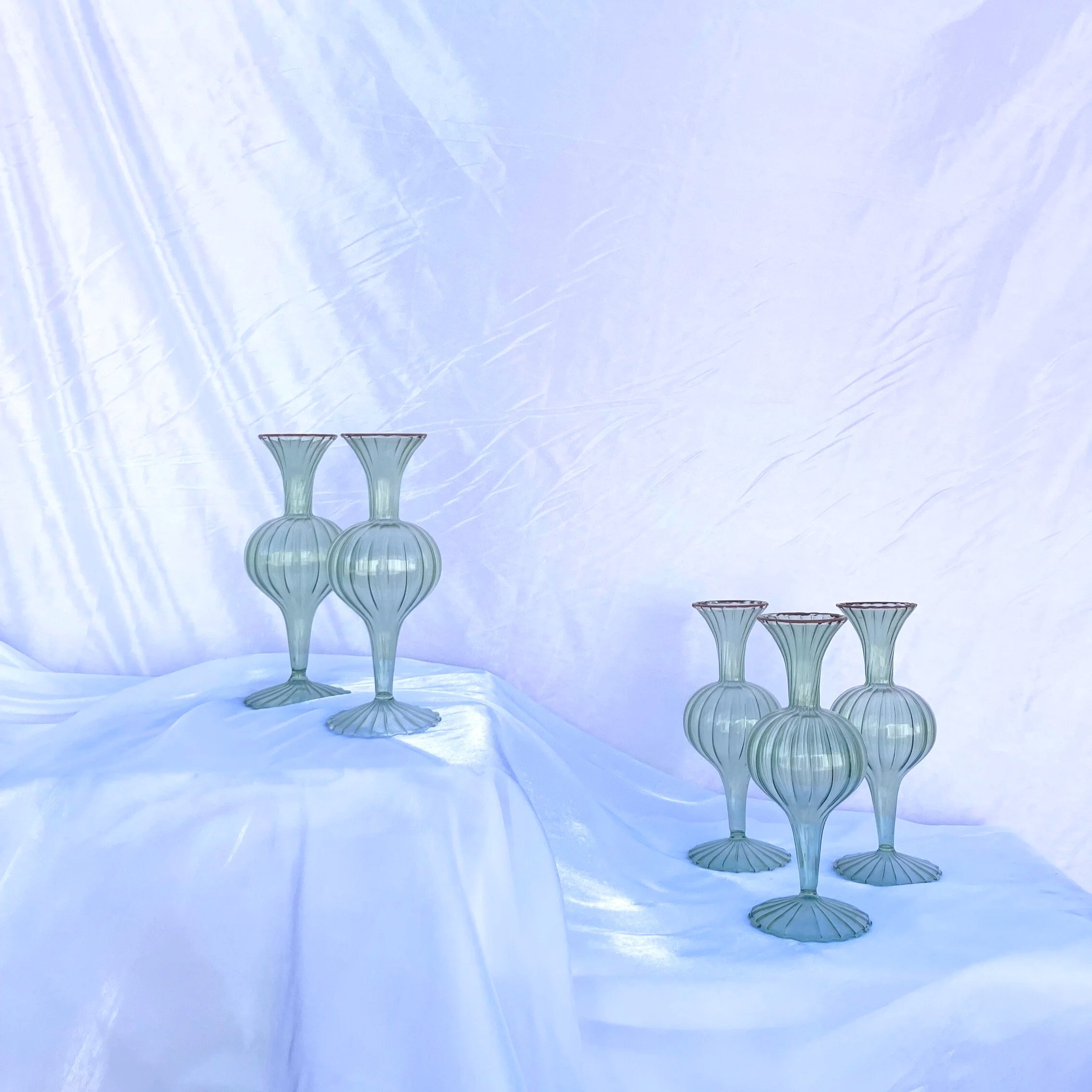 Tall Green Ribbed Glass