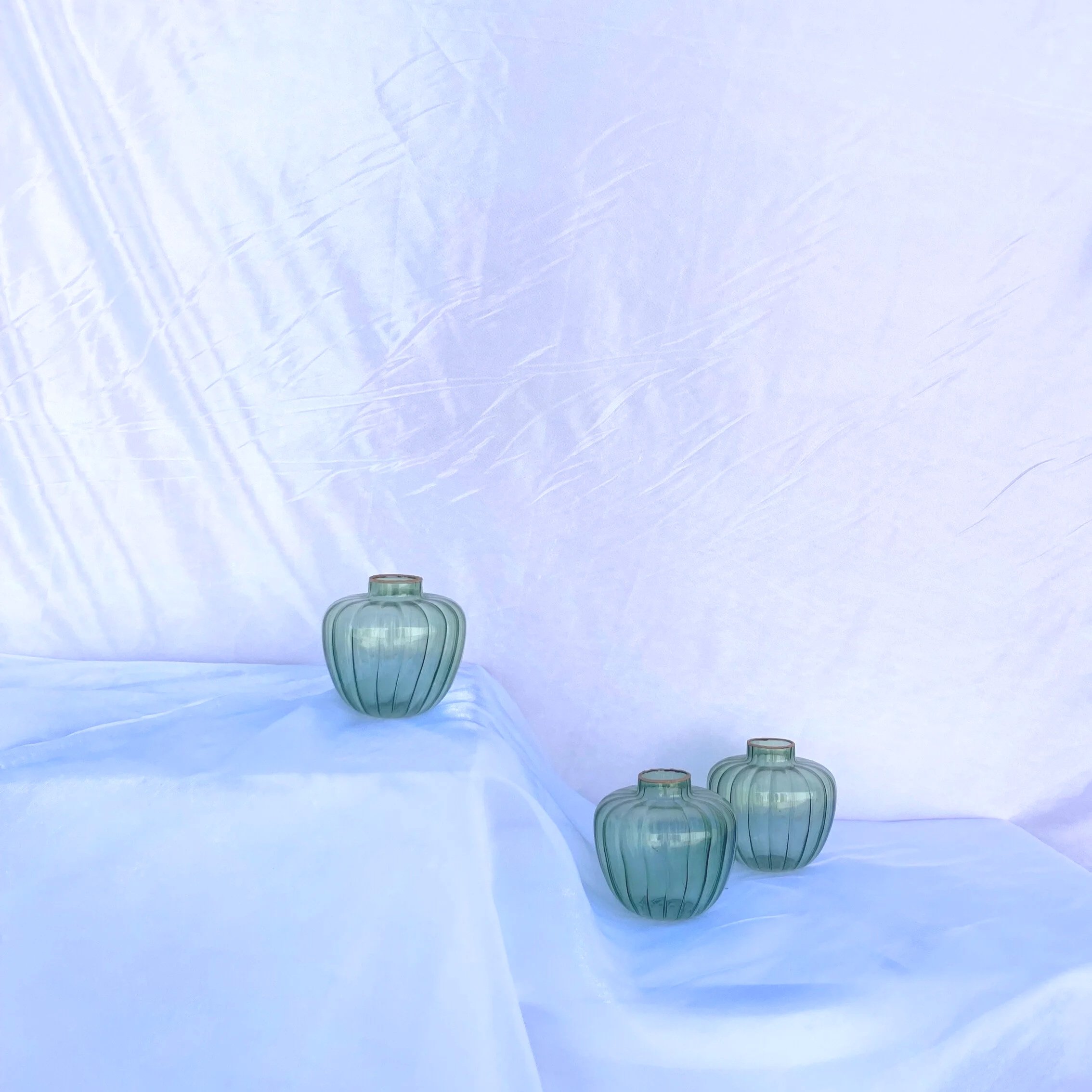 Mini Green Ribbed Glass