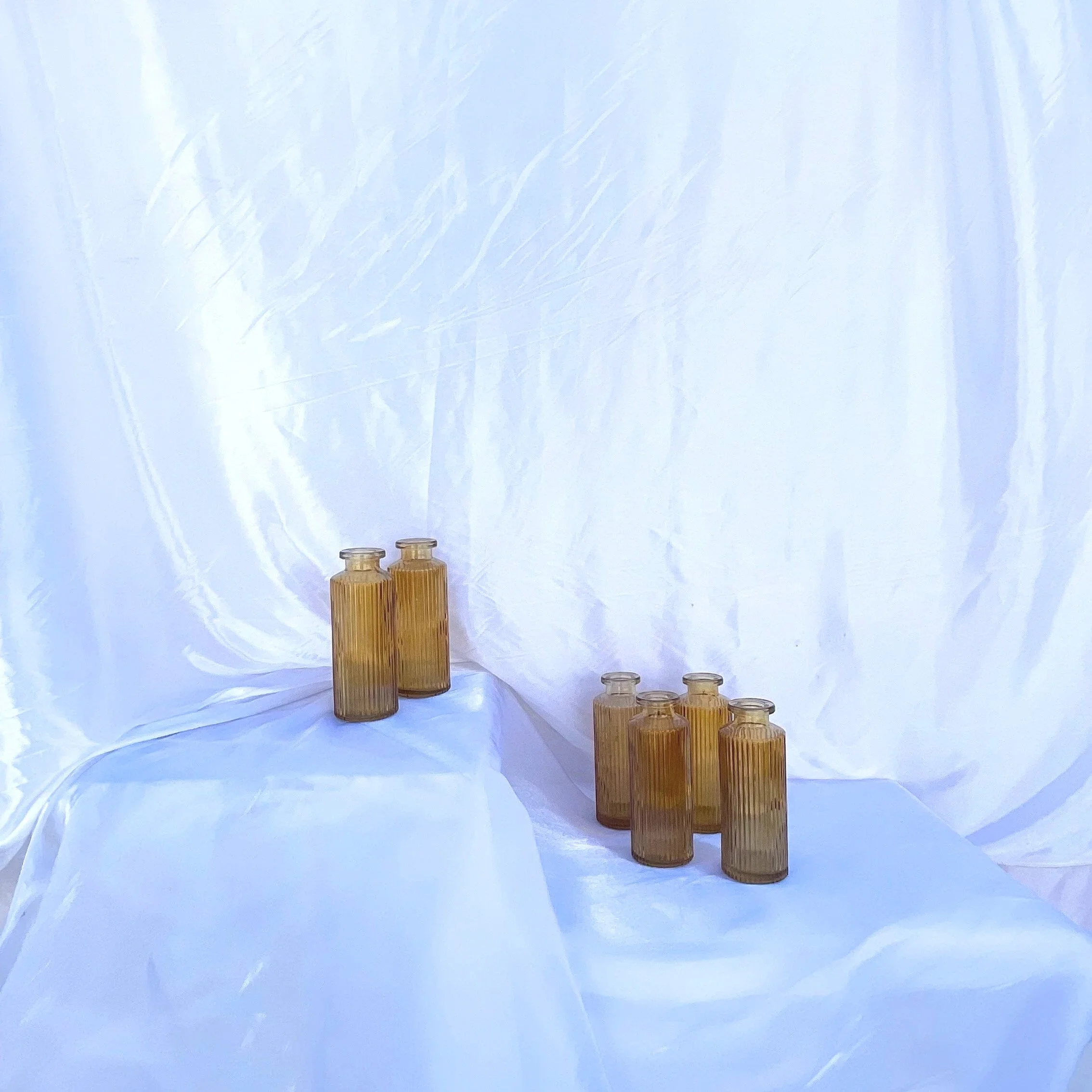 Small Ribbed Amber Glass