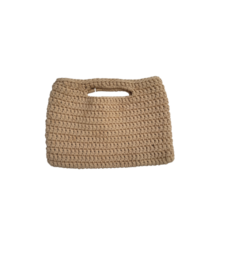 Large Light Brown Crochet  - Handmade Bag