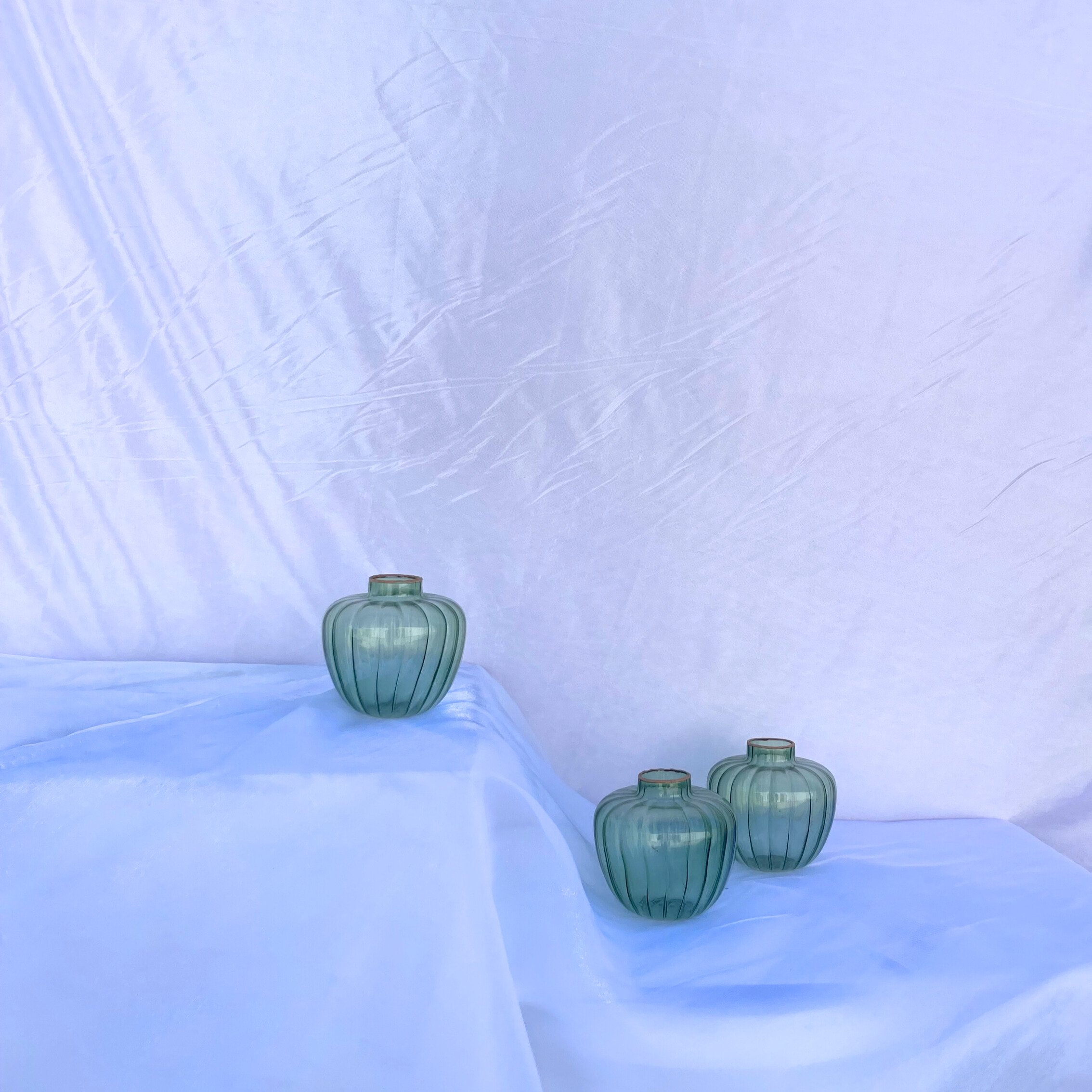 Mini Green Ribbed Glass